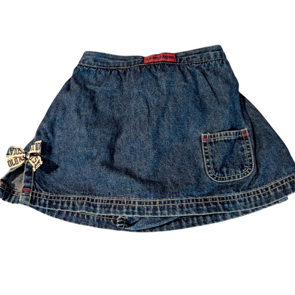 Y2K US Polo Infant Girl Blue Denim Jean Skort Patriotic